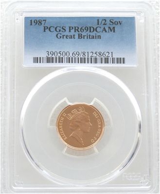 1987 St George and the Dragon Half Sovereign Gold Proof Coin PCGS PR69 DCAM 1987 St George and the Dragon Half Sovereign Gold Proof Coin PCGS PR69 DCAM