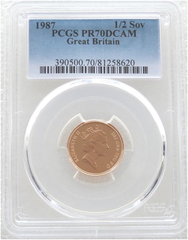 1987 St George and the Dragon Half Sovereign Gold Proof Coin PCGS PR70 DCAM 1987 St George and the Dragon Half Sovereign Gold Proof Coin PCGS PR70 DCAM