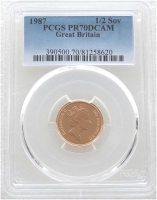 1987 St George and the Dragon Half Sovereign Gold Proof Coin PCGS PR70 DCAM 1987 St George and the Dragon Half Sovereign Gold Proof Coin PCGS PR70 DCAM