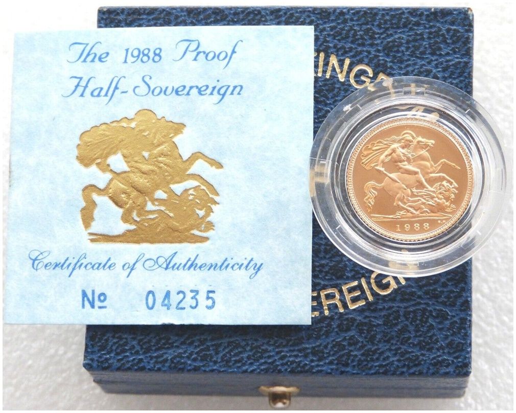 1988 St George and the Dragon Half Sovereign Gold Proof Coin Box Coa 1988 St George and the Dragon Half Sovereign Gold Proof Coin Box Coa
