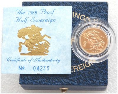 1988 St George and the Dragon Half Sovereign Gold Proof Coin Box Coa 1988 St George and the Dragon Half Sovereign Gold Proof Coin Box Coa