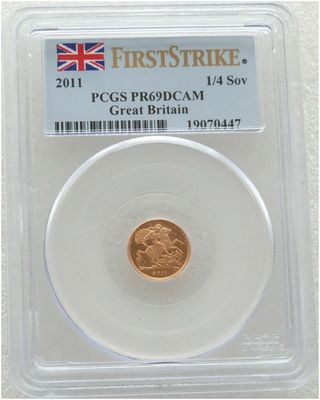 2011 St George and the Dragon Quarter Sovereign Gold Proof Coin PCGS PR69 DCAM First Strike 2011 St George and the Dragon Quarter Sovereign Gold Proof Coin PCGS PR69 DCAM First Strike