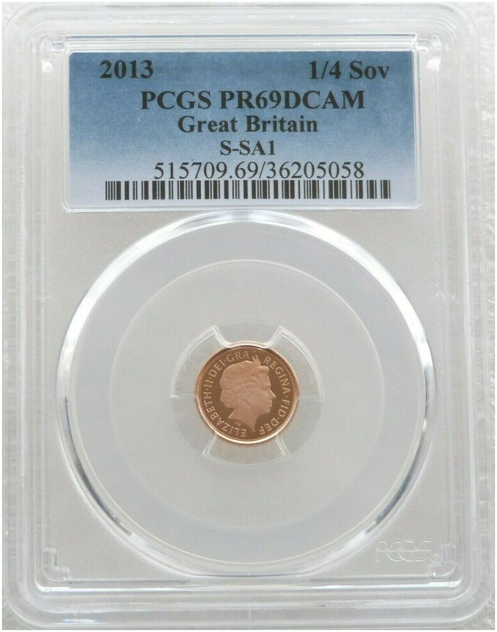 2013 St George and the Dragon Quarter Sovereign Gold Proof Coin PCGS PR69 DCAM