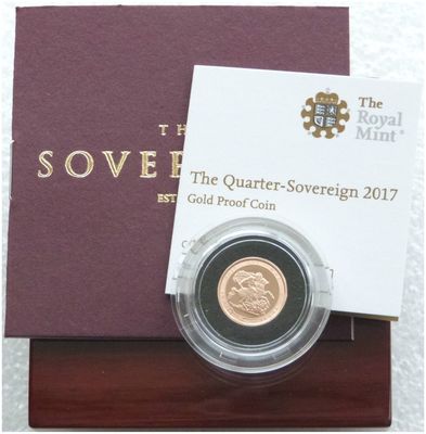 2017 Pistrucci Quarter Sovereign Gold Proof Coin Box Coa