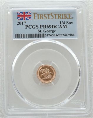 2017 Pistrucci Quarter Sovereign Gold Proof Coin PCGS PR69 DCAM First Strike