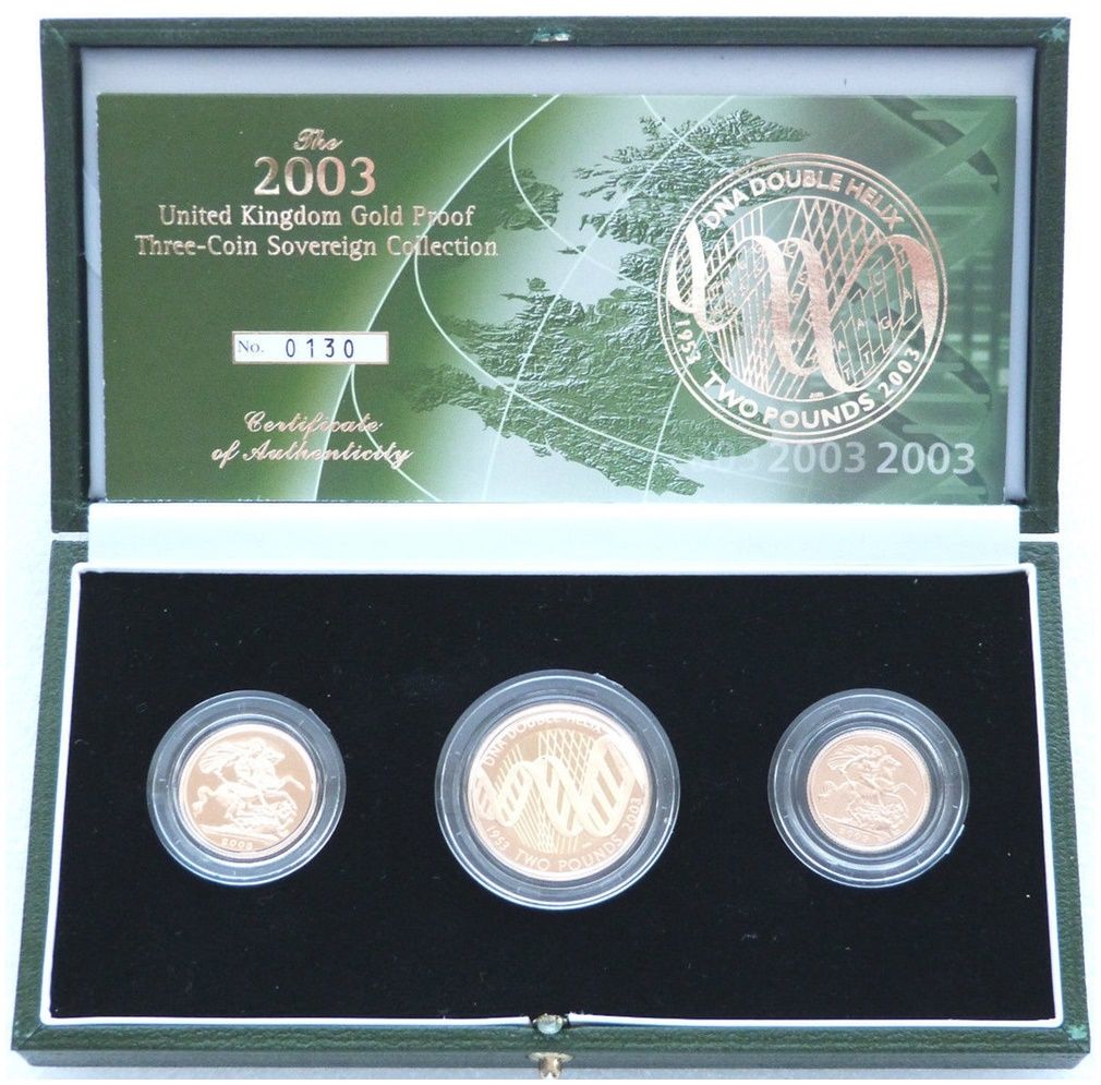 2003 Sovereign Gold Proof 3 Coin Set Box Coa 2003 Sovereign Gold Proof 3 Coin Set Box Coa
