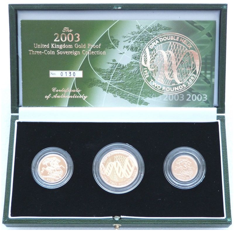 2003 Sovereign Gold Proof 3 Coin Set Box Coa 2003 Sovereign Gold Proof 3 Coin Set Box Coa