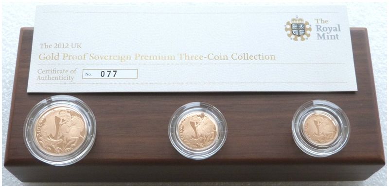 2012 Diamond Jubilee Premium Sovereign Gold Proof 3 Coin Set Box Coa - Mintage 340