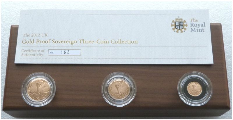 2012 Diamond Jubilee Sovereign Gold Proof 3 Coin Set Box Coa - Mintage 700 2012 Diamond Jubilee Sovereign Gold Proof 3 Coin Set Box Coa - Mintage 700