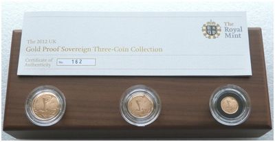 2012 Diamond Jubilee Sovereign Gold Proof 3 Coin Set Box Coa - Mintage 700 2012 Diamond Jubilee Sovereign Gold Proof 3 Coin Set Box Coa - Mintage 700