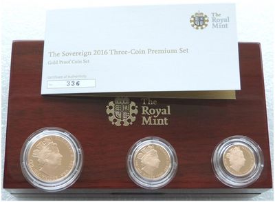 2016 Queen's 90th Birthday Sovereign Premium Sovereign Gold Proof 3 Coin Set Box Coa - James Butler 2016 Queen's 90th Birthday Sovereign Premium Sovereign Gold Proof 3 Coin Set Box Coa - James Butler