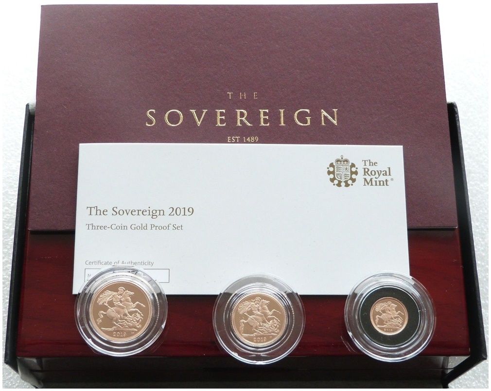 2019 Sovereign Gold Proof 3 Coin Set Box Coa 2019 Sovereign Gold Proof 3 Coin Set Box Coa