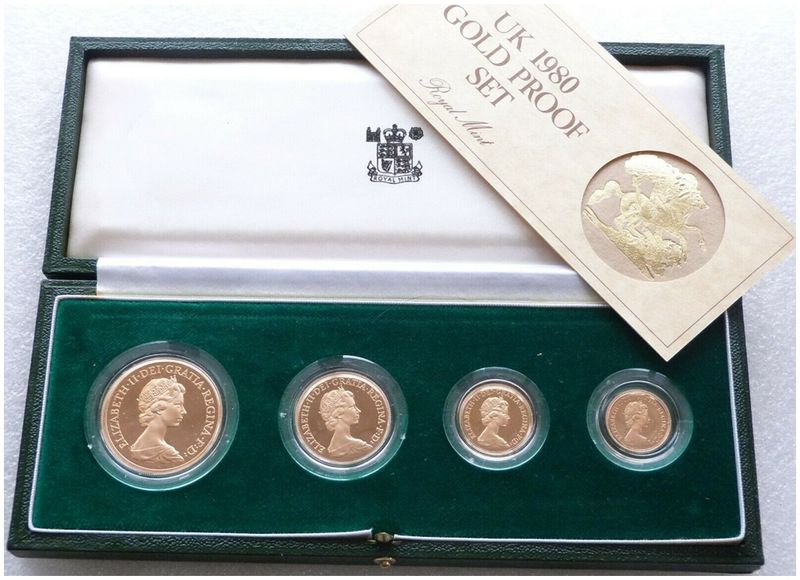 1980 Sovereign Gold Proof 4 Coin Set Box Coa 1980 Sovereign Gold Proof 4 Coin Set Box Coa