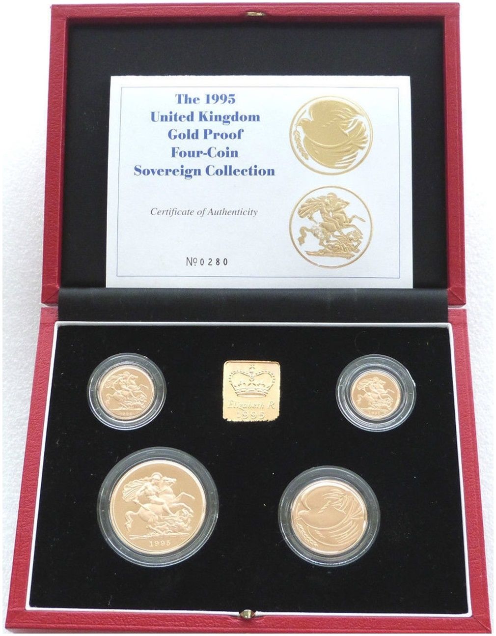 1995 Sovereign Gold Proof 4 Coin Set Box Coa 1995 Sovereign Gold Proof 4 Coin Set Box Coa