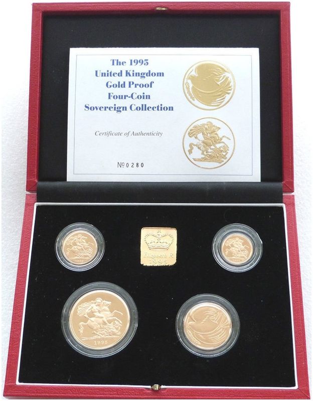 1995 Sovereign Gold Proof 4 Coin Set Box Coa 1995 Sovereign Gold Proof 4 Coin Set Box Coa