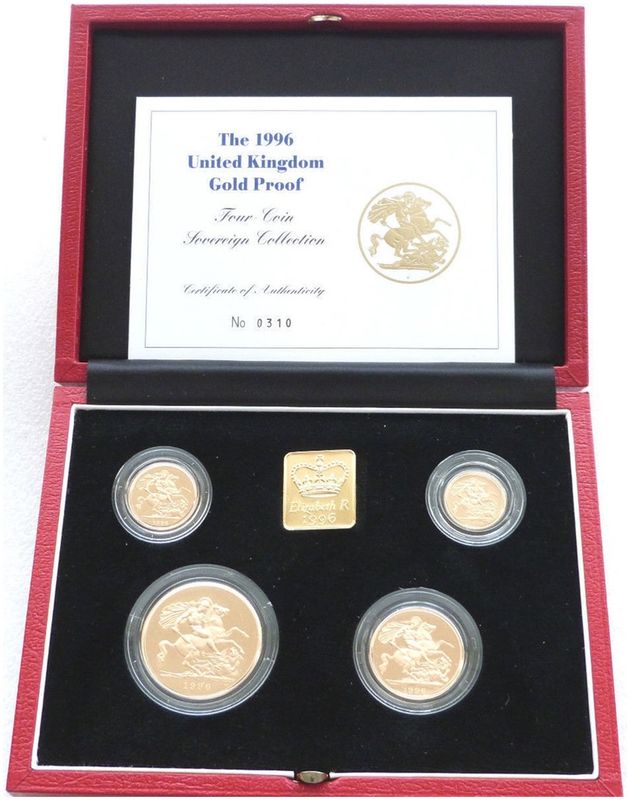 1996 Sovereign Gold Proof 4 Coin Set Box Coa 1996 Sovereign Gold Proof 4 Coin Set Box Coa