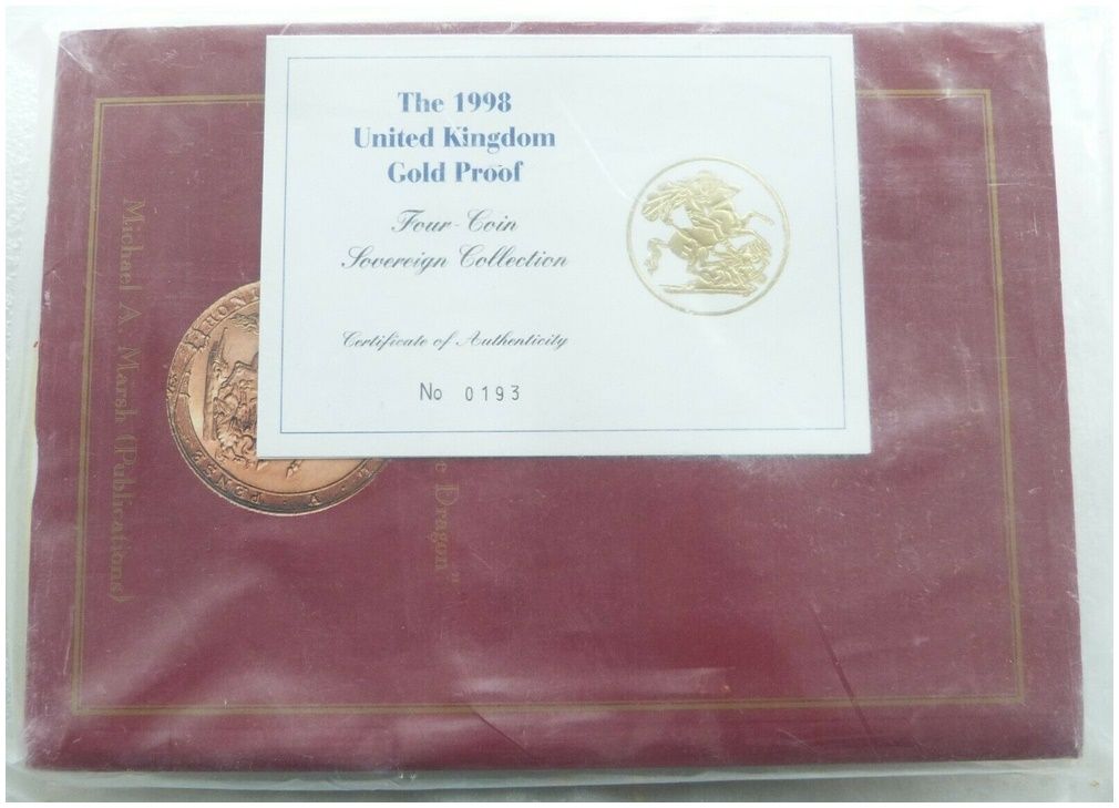 1998 Sovereign Gold Proof 4 Coin Set Box Coa Sealed with Book 1998 Sovereign Gold Proof 4 Coin Set Box Coa Sealed with Book