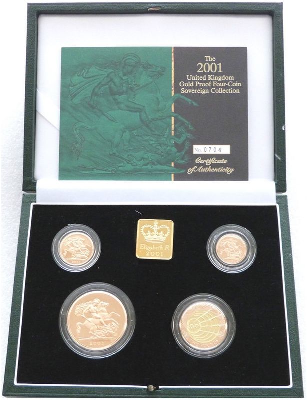 2001 Sovereign Gold Proof 4 Coin Set Box Coa 2001 Sovereign Gold Proof 4 Coin Set Box Coa