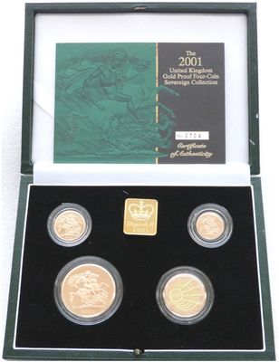 2001 Sovereign Gold Proof 4 Coin Set Box Coa 2001 Sovereign Gold Proof 4 Coin Set Box Coa