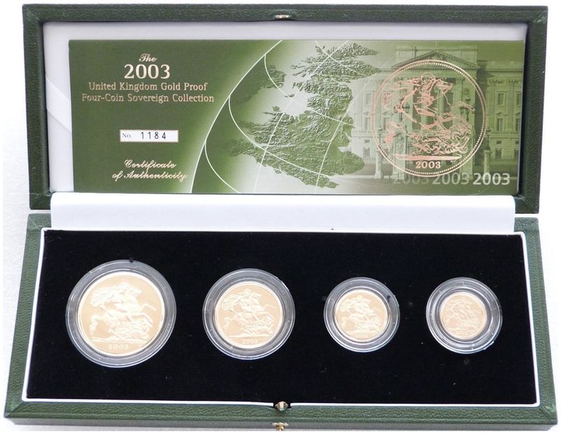 2003 Sovereign Gold Proof 4 Coin Set Box Coa 2003 Sovereign Gold Proof 4 Coin Set Box Coa