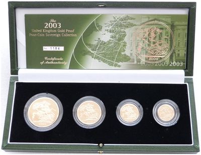 2003 Sovereign Gold Proof 4 Coin Set Box Coa 2003 Sovereign Gold Proof 4 Coin Set Box Coa