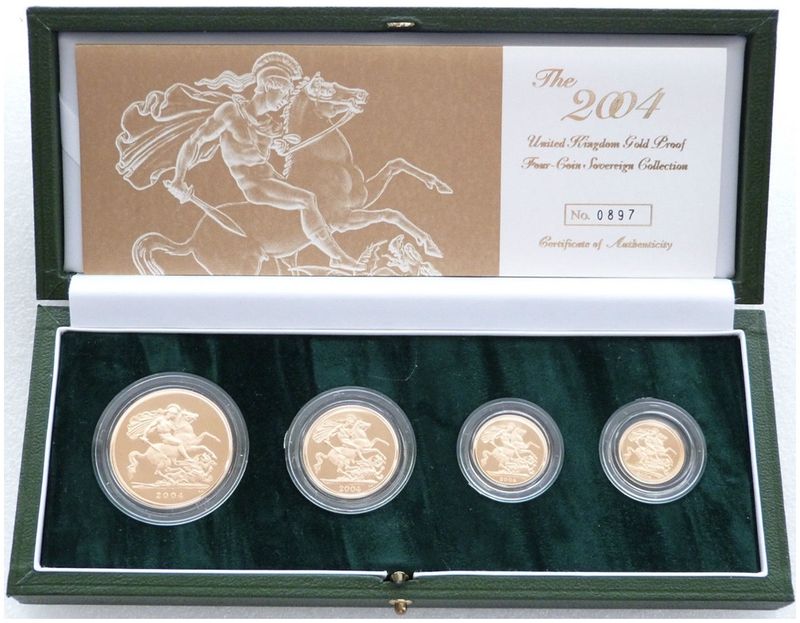 2004 Sovereign Gold Proof 4 Coin Set Box Coa 2004 Sovereign Gold Proof 4 Coin Set Box Coa