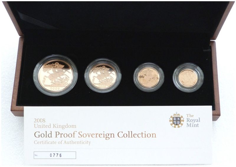 2008 Sovereign Gold Proof 4 Coin Set Box Coa 2008 Sovereign Gold Proof 4 Coin Set Box Coa