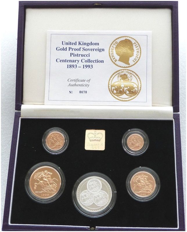 1993 Pistrucci 100th Anniversary Sovereign Gold Proof 4 Coin Set Box Coa 1993 Pistrucci 100th Anniversary Sovereign Gold Proof 4 Coin Set Box Coa