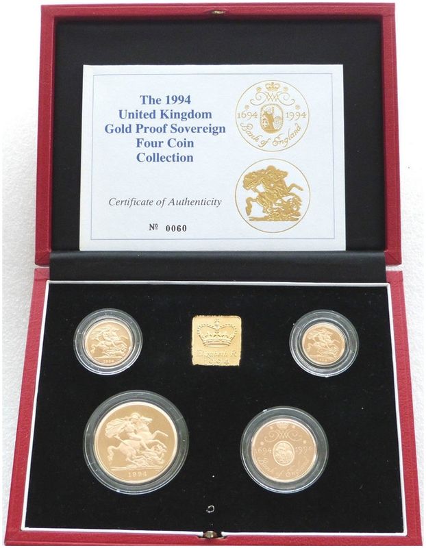 1994 Sovereign Gold Proof 4 Coin Set Box Coa 1994 Sovereign Gold Proof 4 Coin Set Box Coa