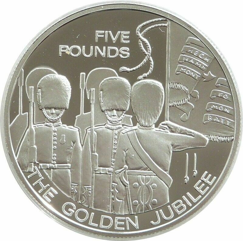 2003 Guernsey Golden Jubilee Trooping the Colour £5 Silver Gold Proof Coin 2003 Guernsey Golden Jubilee Trooping the Colour £5 Silver Gold Proof Coin