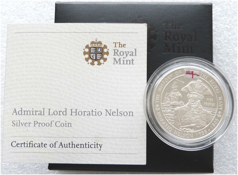 2009 Guernsey History of the Royal Navy Horatio Nelson £5 Silver Proof Coin Box Coa 2009 Guernsey History of the Royal Navy Horatio Nelson £5 Silver Proof Coin Box Coa