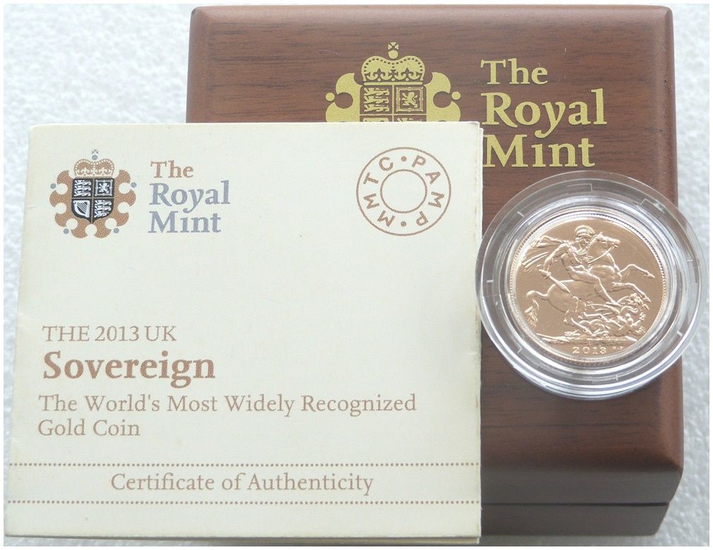 2013-I India Mint Mark Full Sovereign Gold Coin Box Coa