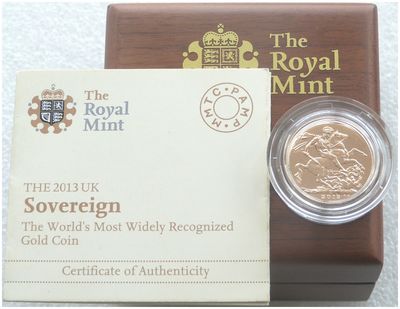 2013-I India Mint Mark Full Sovereign Gold Coin Box Coa