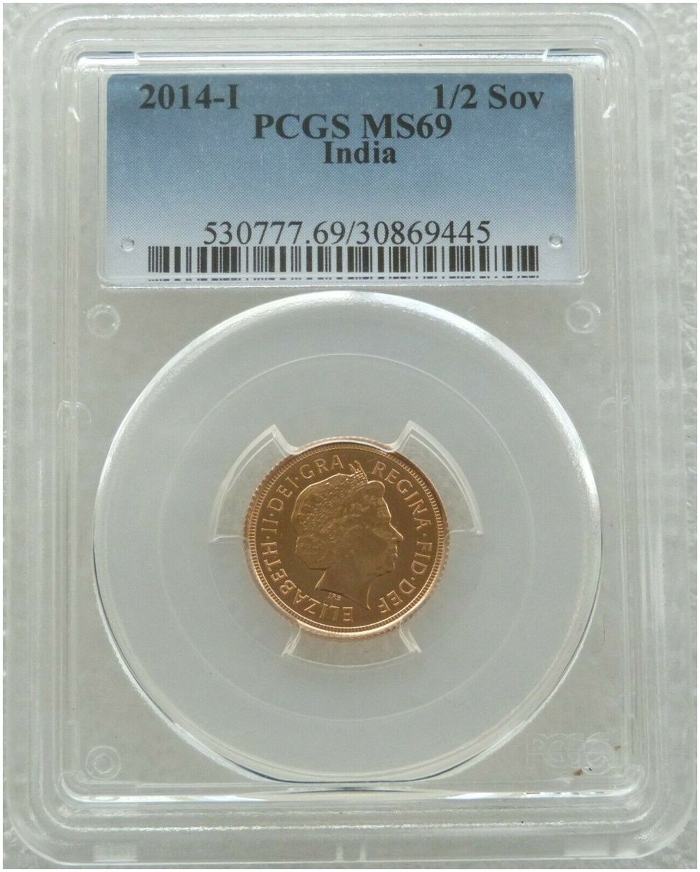 2014-I India Mint Mark Half Sovereign Gold Coin PCGS MS69 - Highest Graded