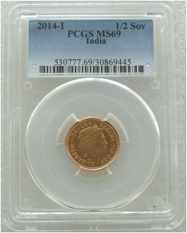 2014-I India Mint Mark Half Sovereign Gold Coin PCGS MS69 - Highest Graded