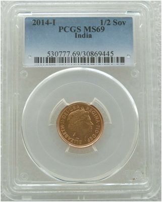 2014-I India Mint Mark Half Sovereign Gold Coin PCGS MS69 - Highest Graded