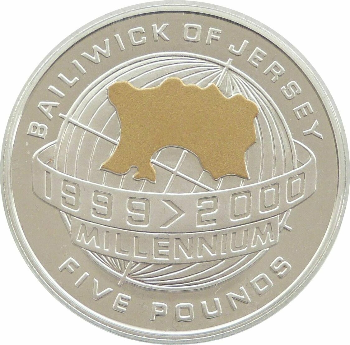 2000 Jersey Millennium £5 Silver Gold Proof Coin 2000 Jersey Millennium £5 Silver Gold Proof Coin