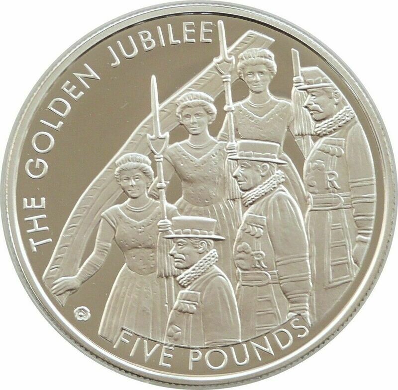2002 Jersey Golden Jubilee £5 Silver Gold Proof Coin 2002 Jersey Golden Jubilee £5 Silver Gold Proof Coin