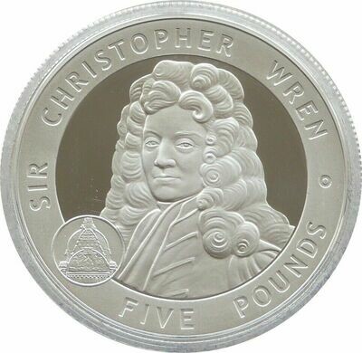 2007 Jersey Great Britons Sir Christopher Wren £5 Silver Proof Coin