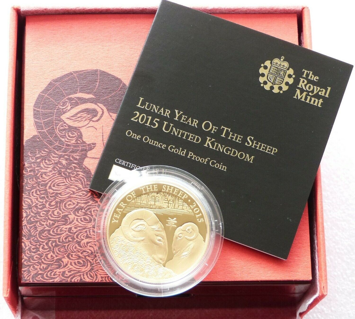 2015 British Lunar Sheep £100 Gold Proof 1oz Coin Box Coa