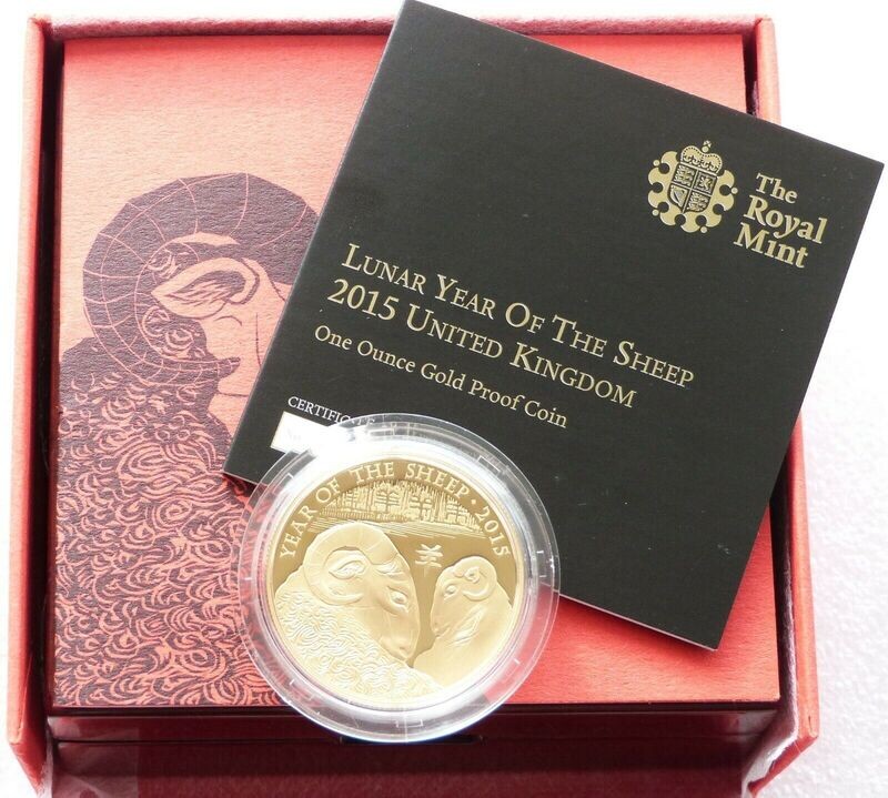 2015 British Lunar Sheep £100 Gold Proof 1oz Coin Box Coa