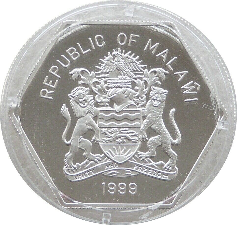 1999 Malawi Millennium 20 Kwacha Silver Proof Coin