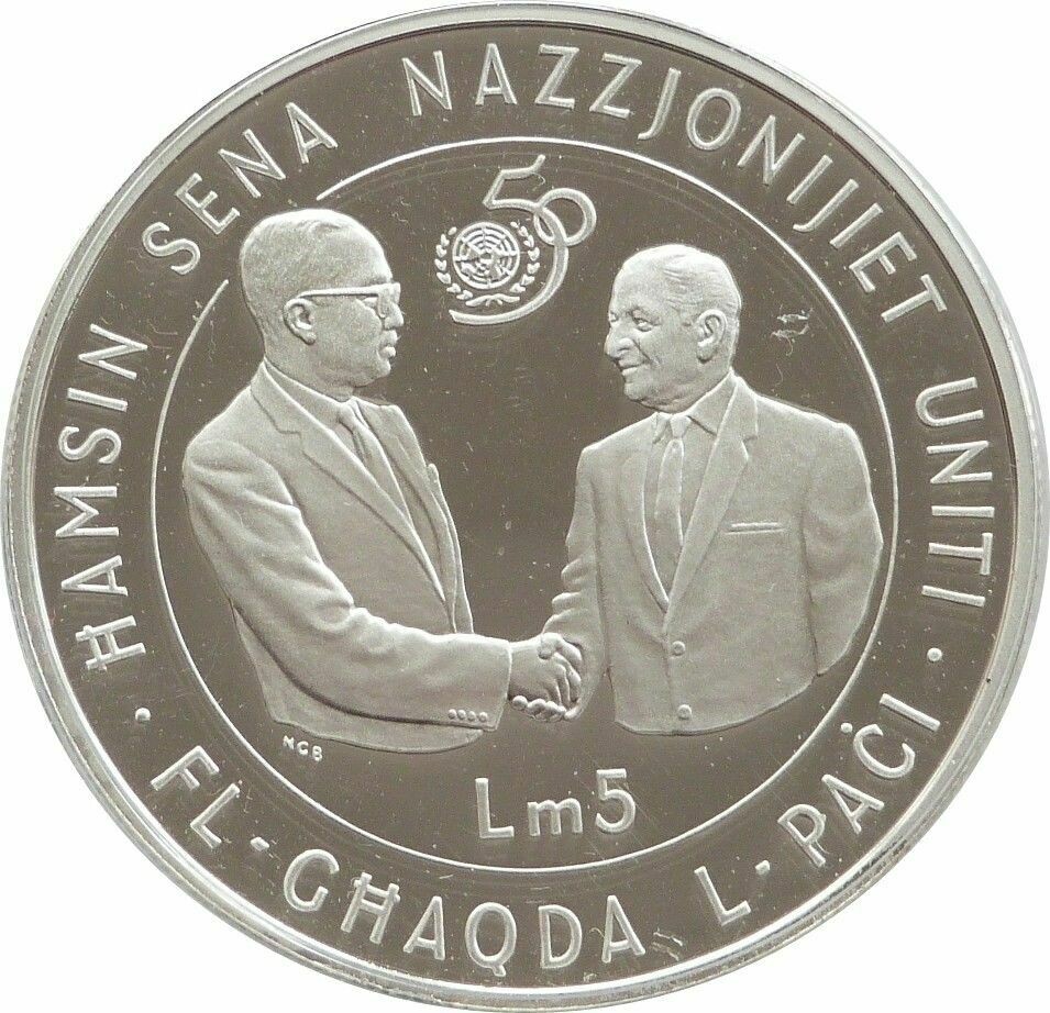 1995 Malta United Nations LM5 Silver Proof Coin 1995 Malta United Nations LM5 Silver Proof Coin