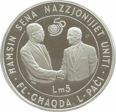 1995 Malta United Nations LM5 Silver Proof Coin 1995 Malta United Nations LM5 Silver Proof Coin