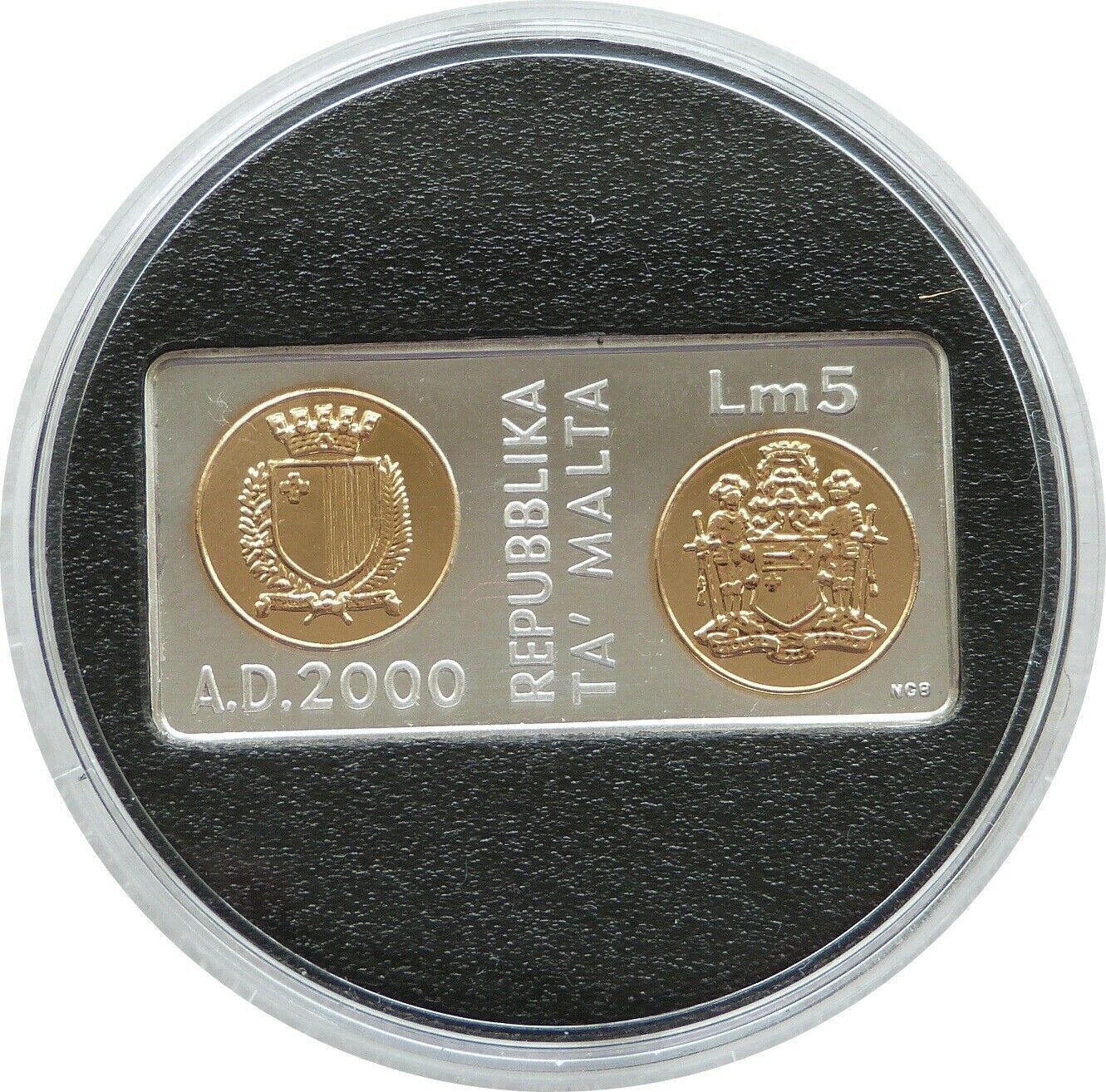 2000 Malta Millennium LM5 Silver Gold Proof Coin