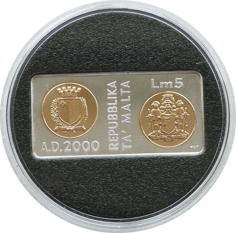 2000 Malta Millennium LM5 Silver Gold Proof Coin