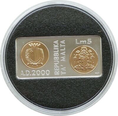 2000 Malta Millennium LM5 Silver Gold Proof Coin