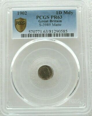 1902 Edward VII Coronation Maundy 1D Silver Matte Proof Coin PCGS PR63 1902 Edward VII Coronation Maundy 1D Silver Matte Proof Coin PCGS PR63