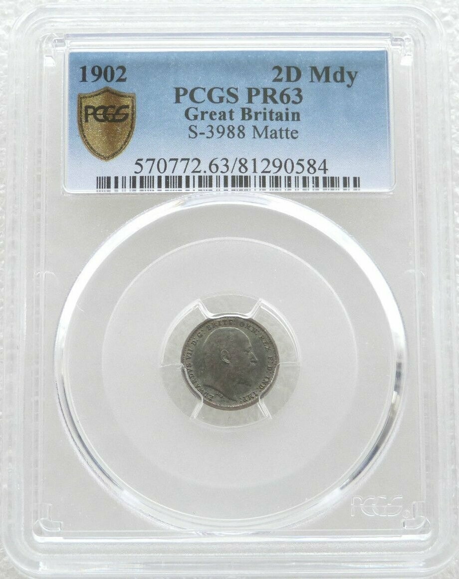 1902 Edward VII Coronation Maundy 2D Silver Matte Proof Coin PCGS PR63 1902 Edward VII Coronation Maundy 2D Silver Matte Proof Coin PCGS PR63