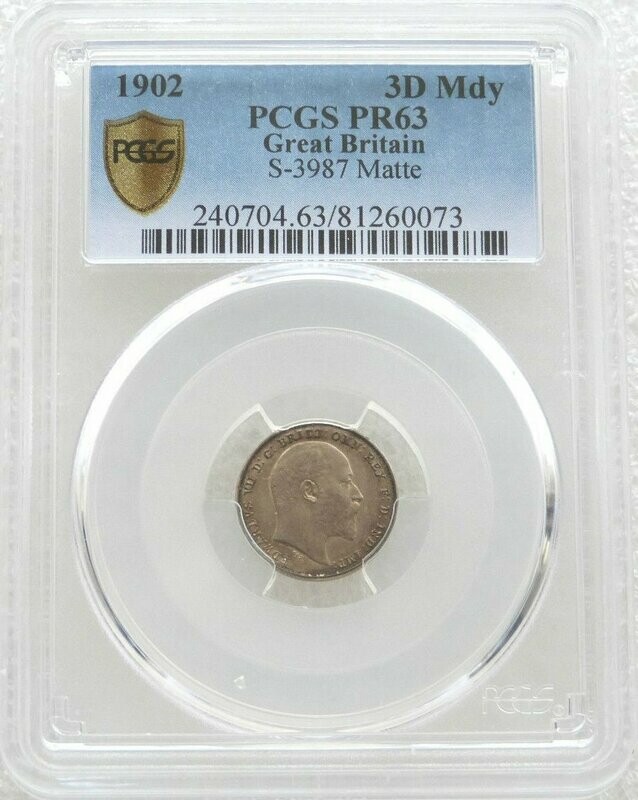 1902 Edward VII Coronation Maundy 3D Silver Matte Proof Coin PCGS PR63 1902 Edward VII Coronation Maundy 3D Silver Matte Proof Coin PCGS PR63